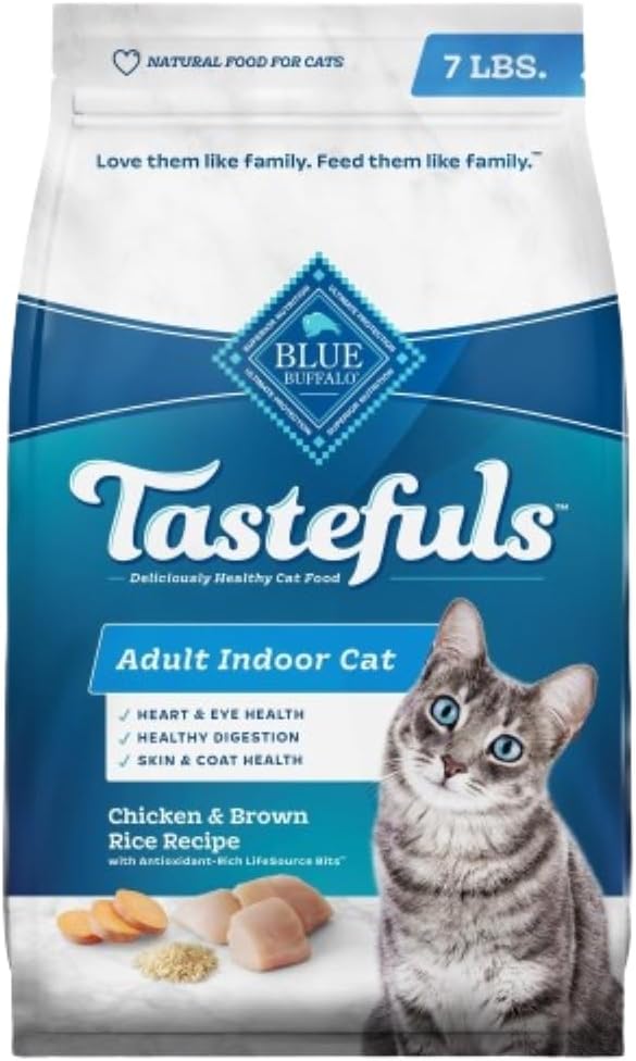 Blue Buffalo Indoor Cat Chicken Rice Dry Food 7lb