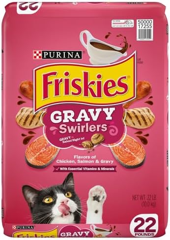 Purina Friskies Gravy Swirl’d Chicken & Salmon Dry Cat Food – 22 lb Bag
