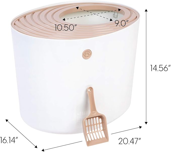 Stylish Top Entry Cat Litter Box with Scoop