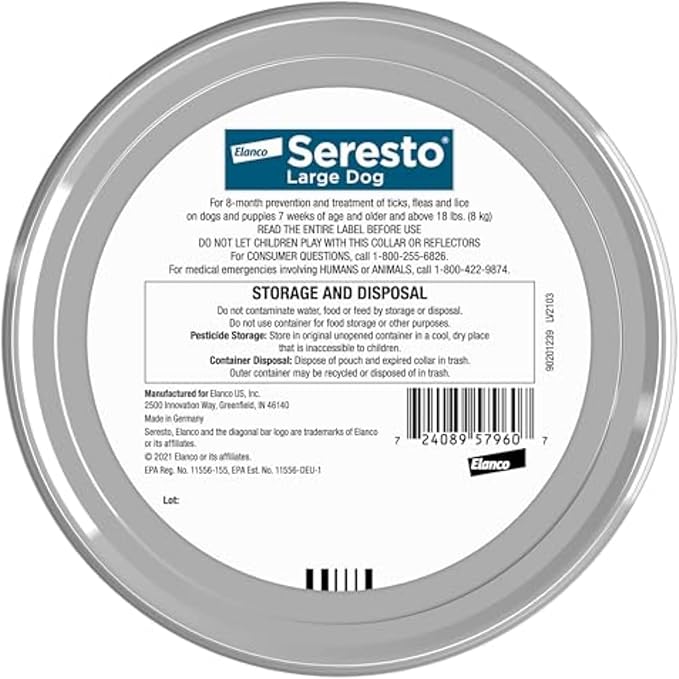 Seresto Large Dog Flea & Tick Collar – 8-Month Protection