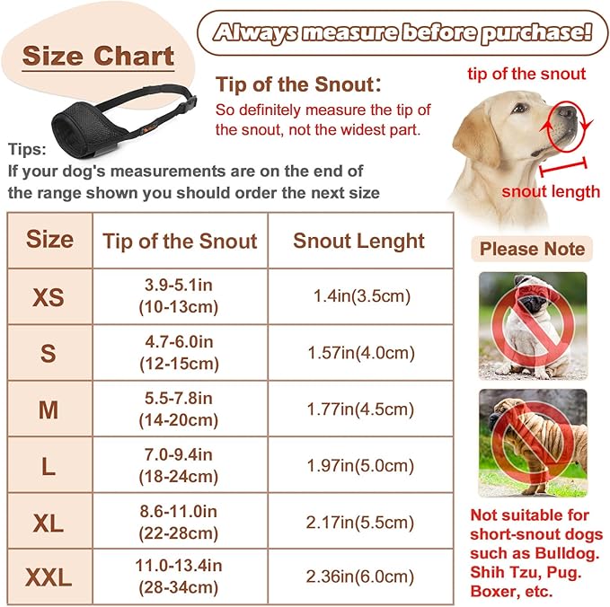 HEELE Breathable Adjustable Dog Muzzle for All Sizes