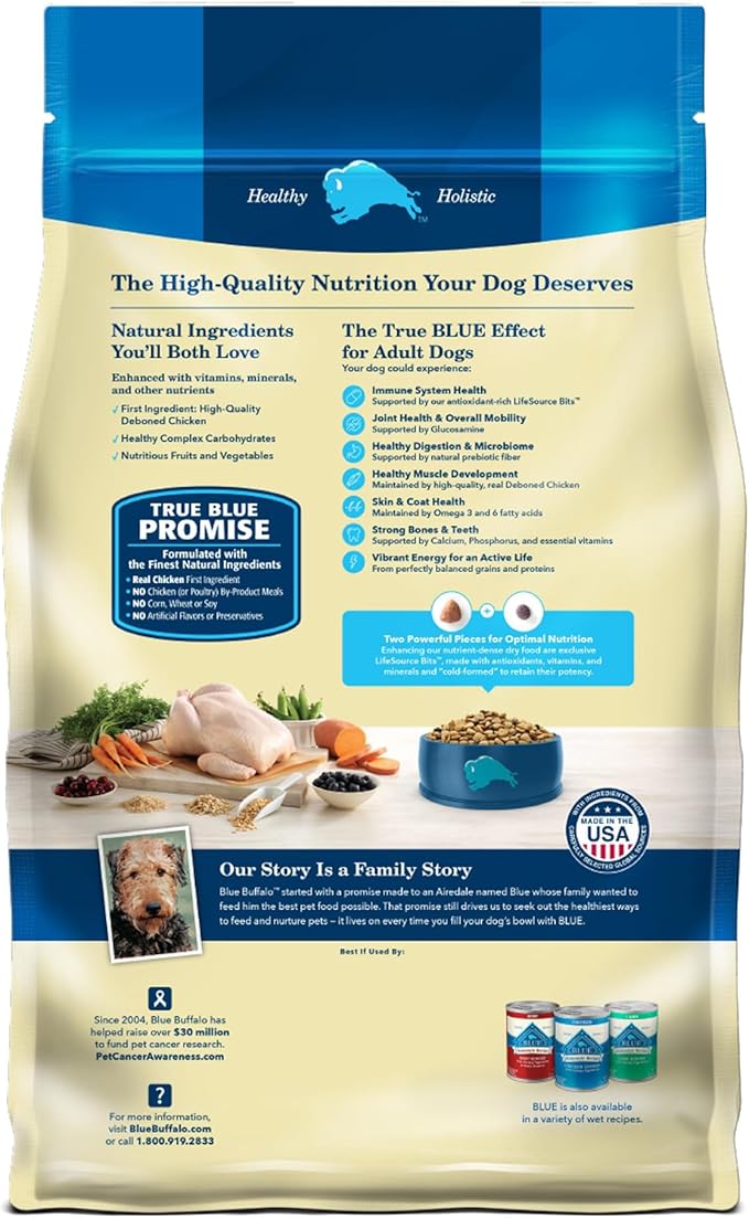 Blue Buffalo Chicken & Brown Rice Dog Food, 30lb