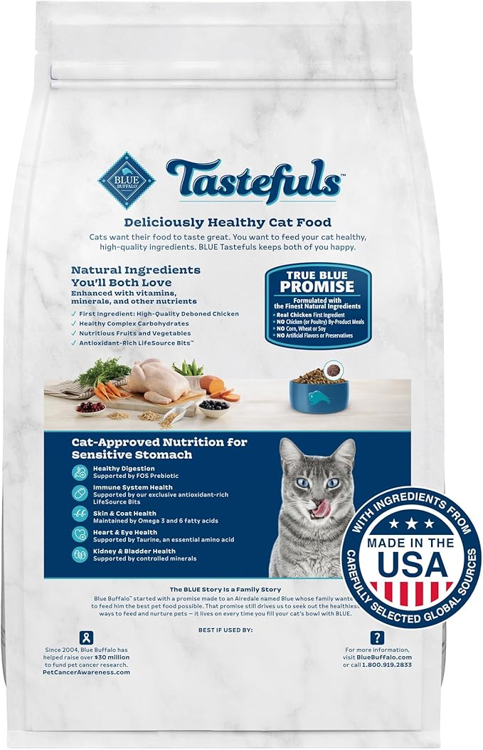 Blue Buffalo Indoor Cat Chicken Rice Dry Food 7lb