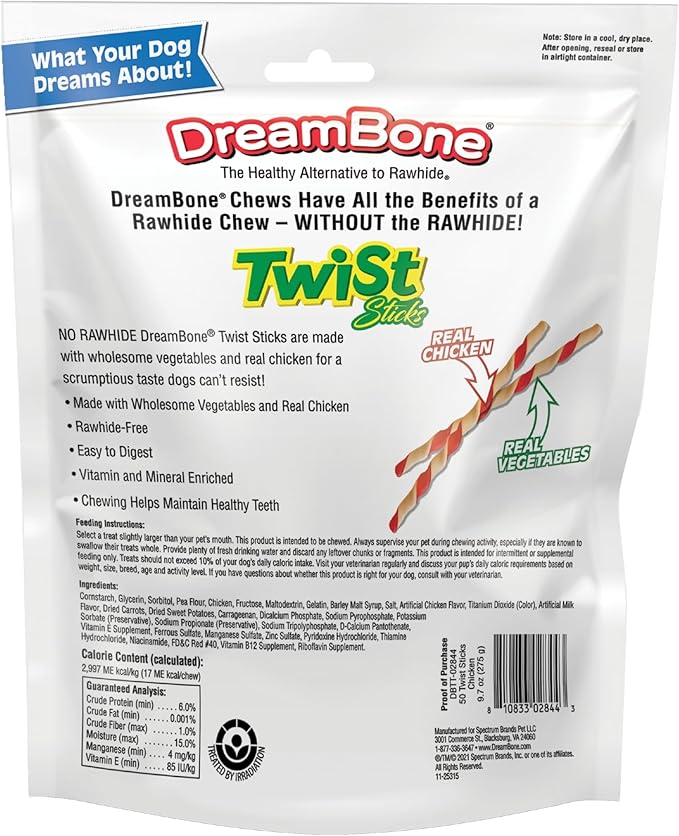 DreamBone Chicken Twist Sticks Dog Chews 50ct