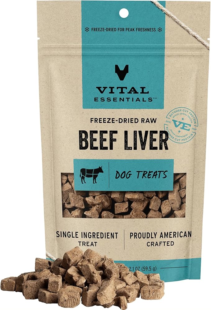 Vital Essentials Beef Liver Dog Treats 2.1oz – Grain Free, High Protein