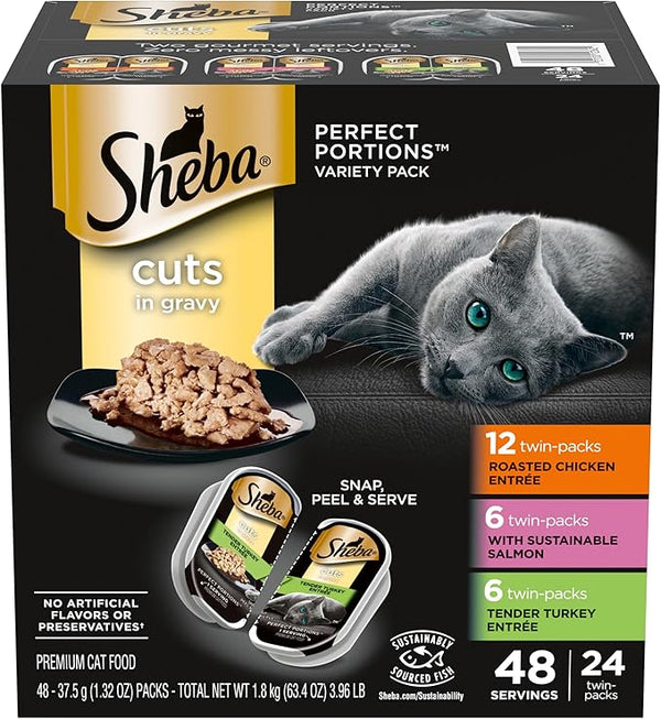 Sheba Cuts in Gravy Cat Food Variety Pack, 48 Servings