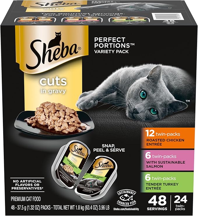 Sheba Cuts in Gravy Cat Food Variety Pack, 48 Servings