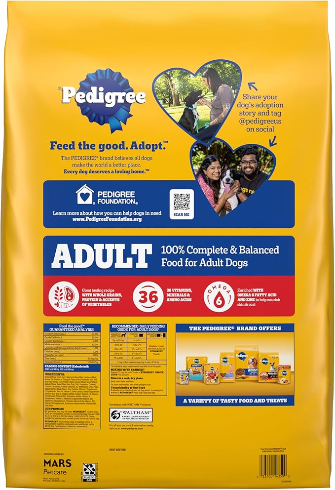 Pedigree Adult Dog Food Steak & Veggies 18lb