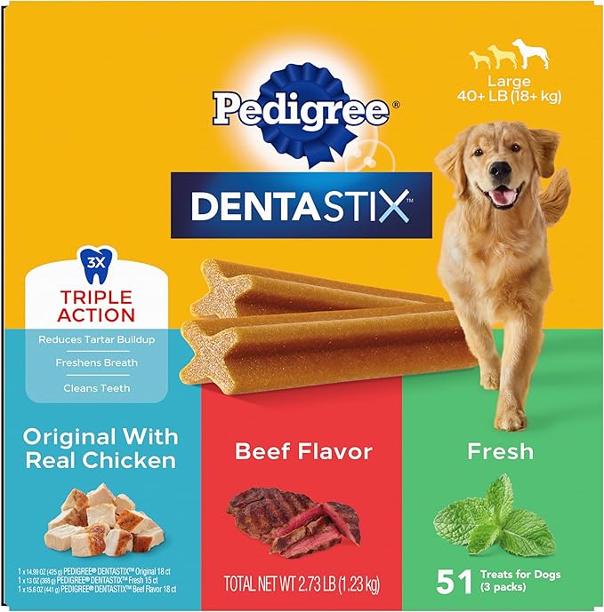Pedigree Dentastix Variety Pack for Large Dogs – 2.73 lb, 51 Treats