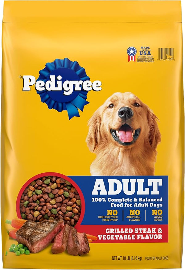 Pedigree Adult Dog Food Steak & Veggies 18lb