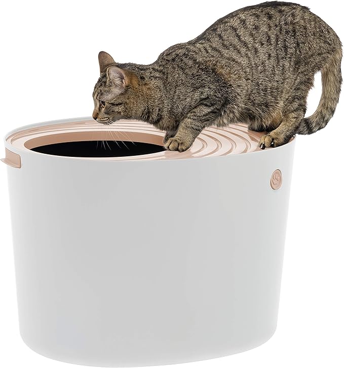 Stylish Top Entry Cat Litter Box with Scoop
