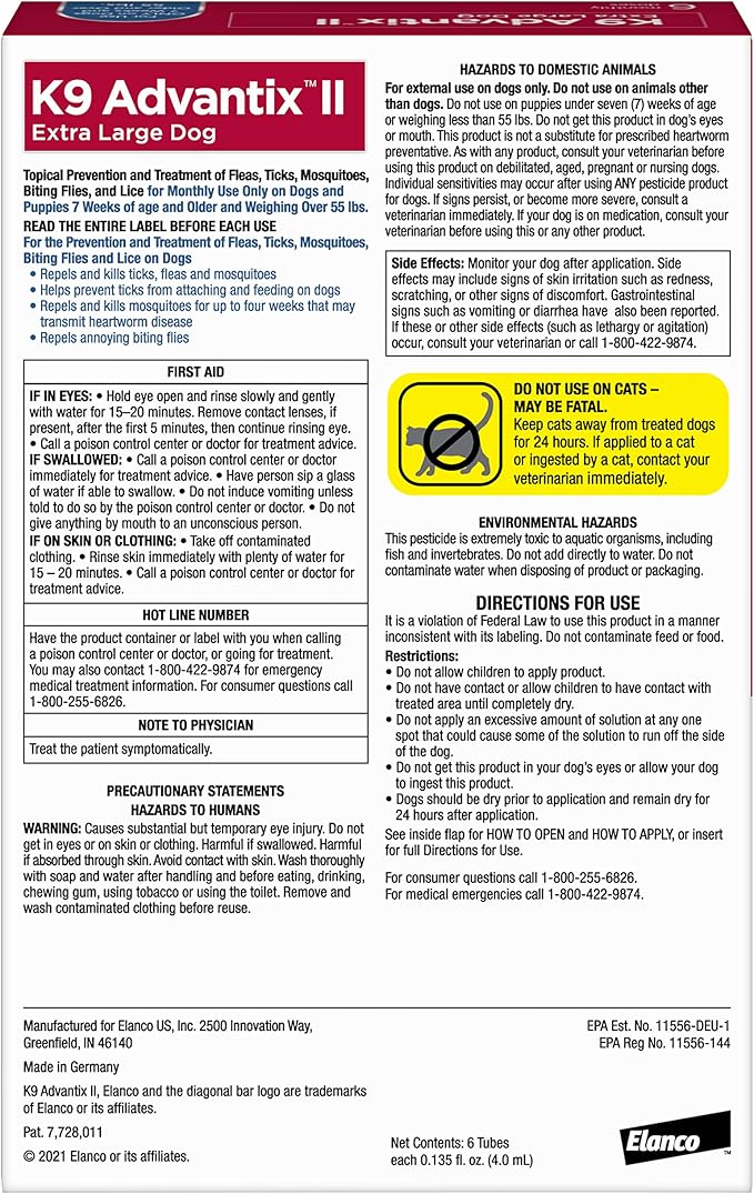K9 Advantix II XL Flea & Tick Treatment for Dogs 55+ lbs